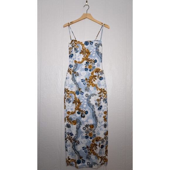 REFORMATION 'Frankie' Linen Maxi Dress in Reign Print US 0 NWT - Picture 5 of 10